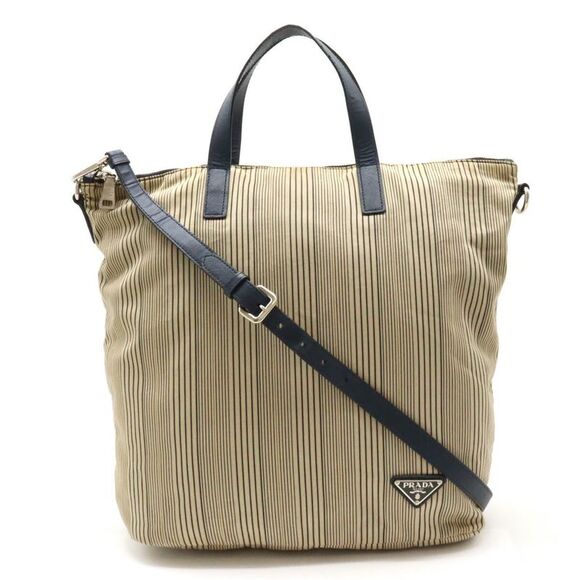 Prada Canvas Leather Tote Bag - Picture 1 of 9